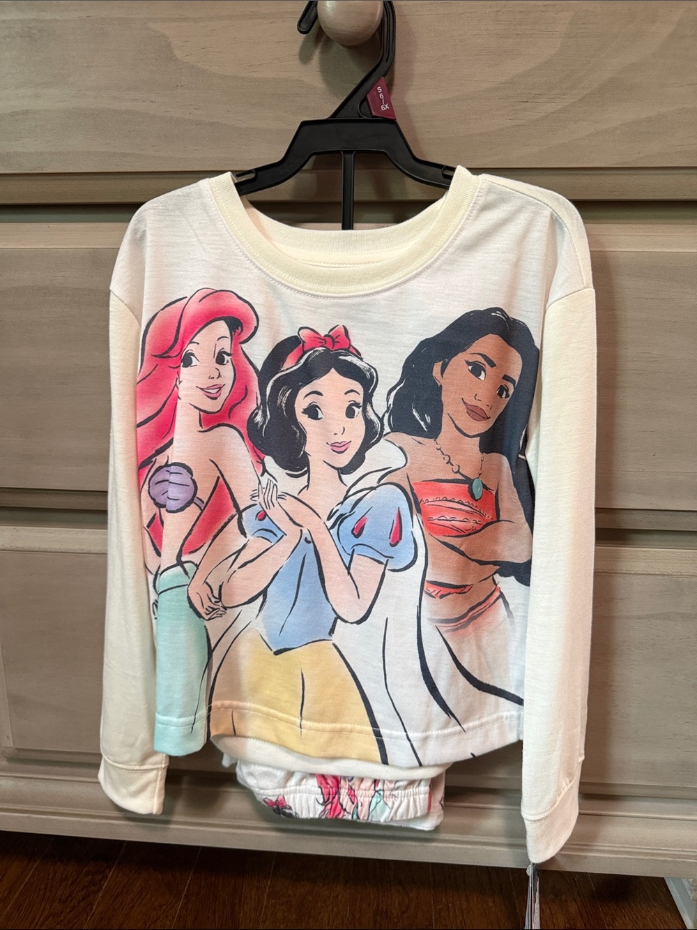 Girls Cream Disney Princess Pullover Top - Ariel, Snow White & Moana